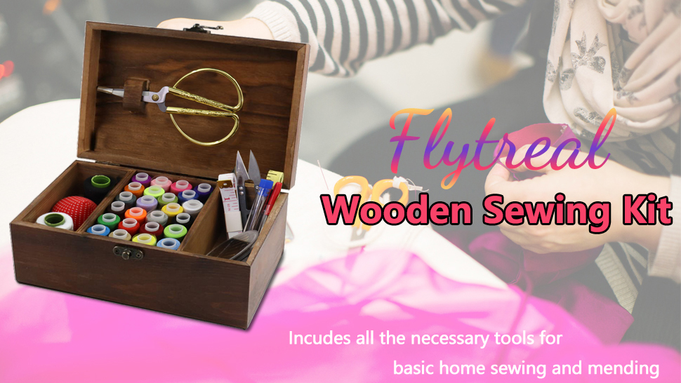 Amazon.com: Flytreal Sewing Kit Box Basket, Wooden Hand Home