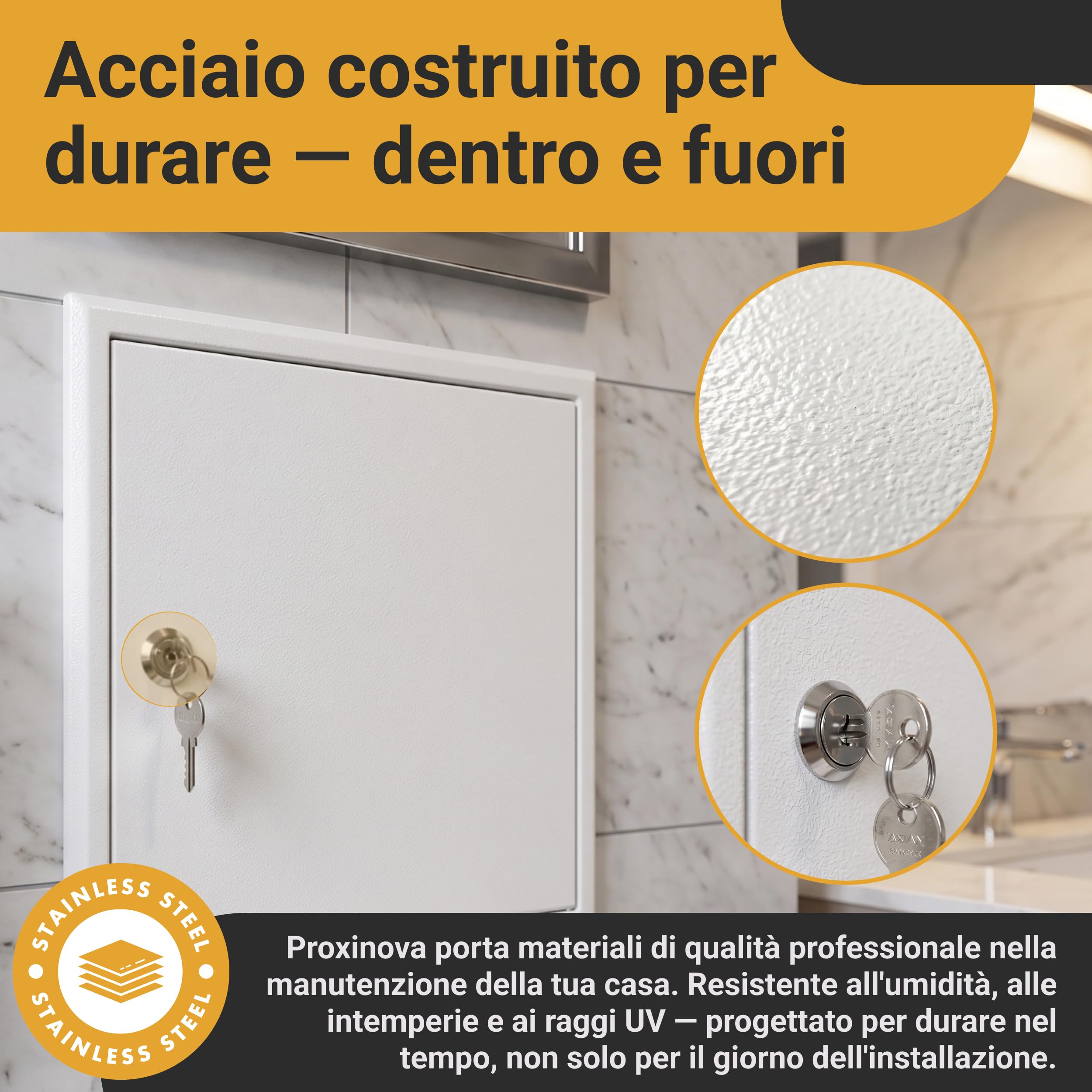 Sportello Ispezione Metallo 40x60 cm con Serratura a Chiave - Sportello Contatore Gas ed Elettrico per Parete e Soffitto - Pannello Accesso Tecnico per Contatore, Caldaia e Manutenzione
