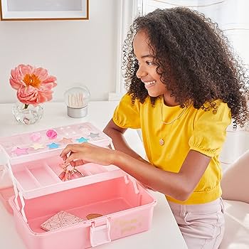 Amazon.com: 3C4G Pink and Gold Hard Case Makeup Storage Set