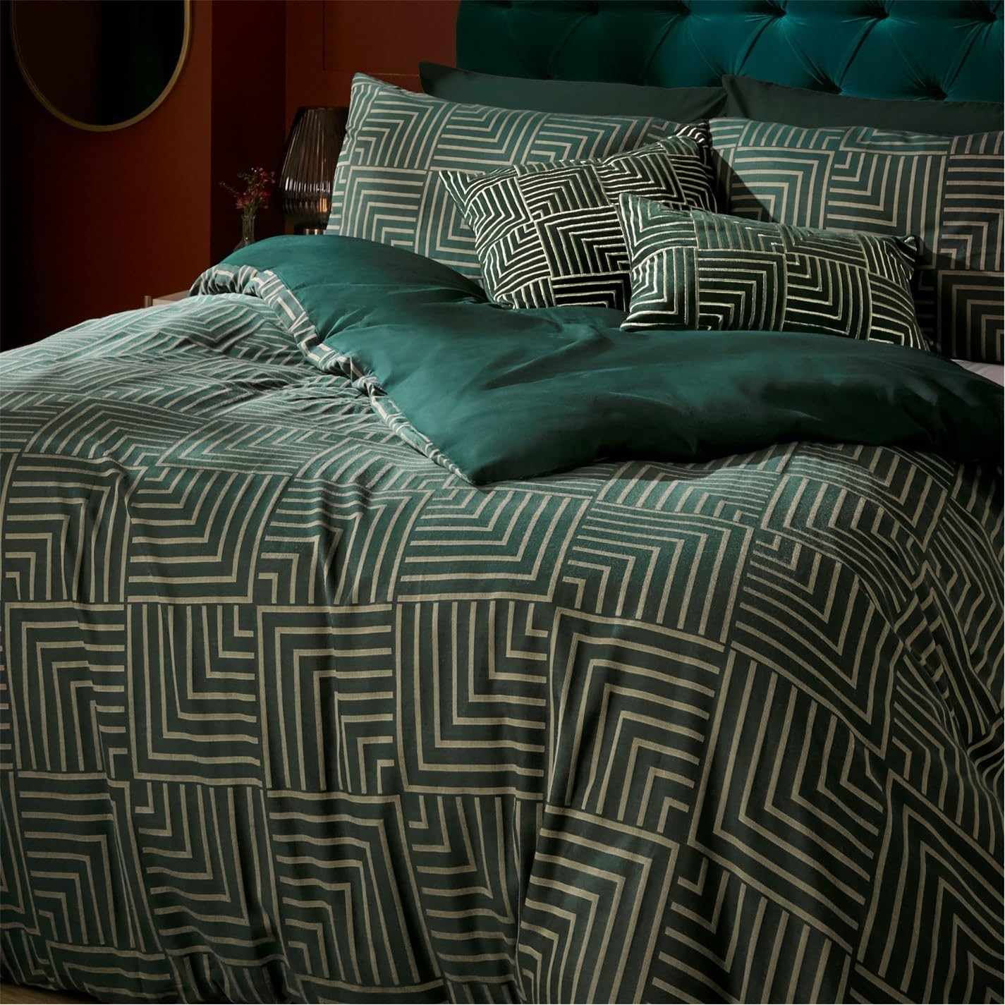 Biba Giselle Duvet and Pillowcase Set Emerald King