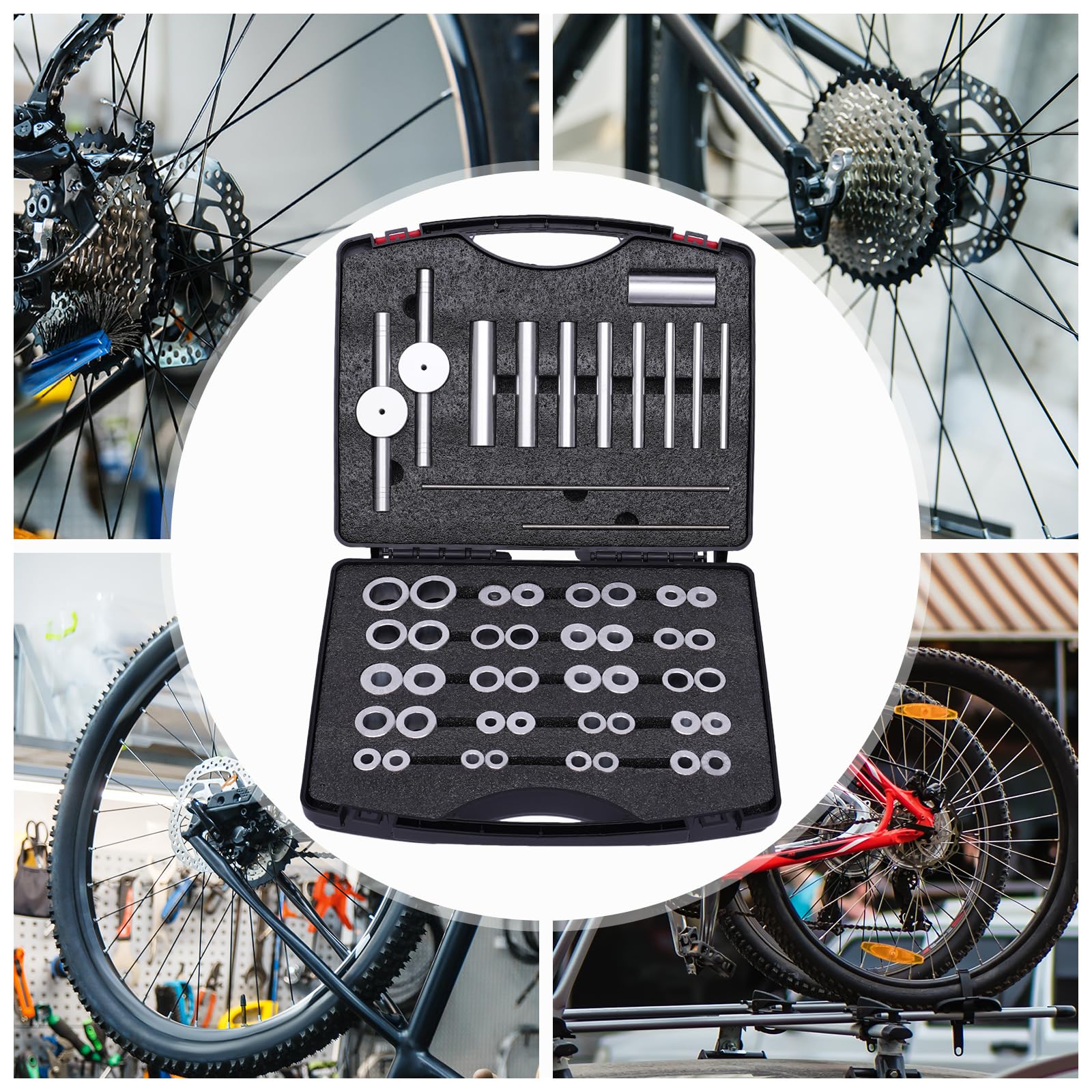 Fahrrad Lager Pressen Set 20 Stück Lager Einpresswerkzeug Nabenmontagewerkzeug für MTB Fahrrad Tretlager Innenlager Installation mit Koffer