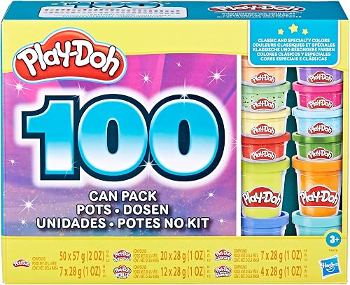 Play-Doh Wow Zestaw 100 kolorów, zawiera 100 słoików ciasta do modelowania, 3+ lata