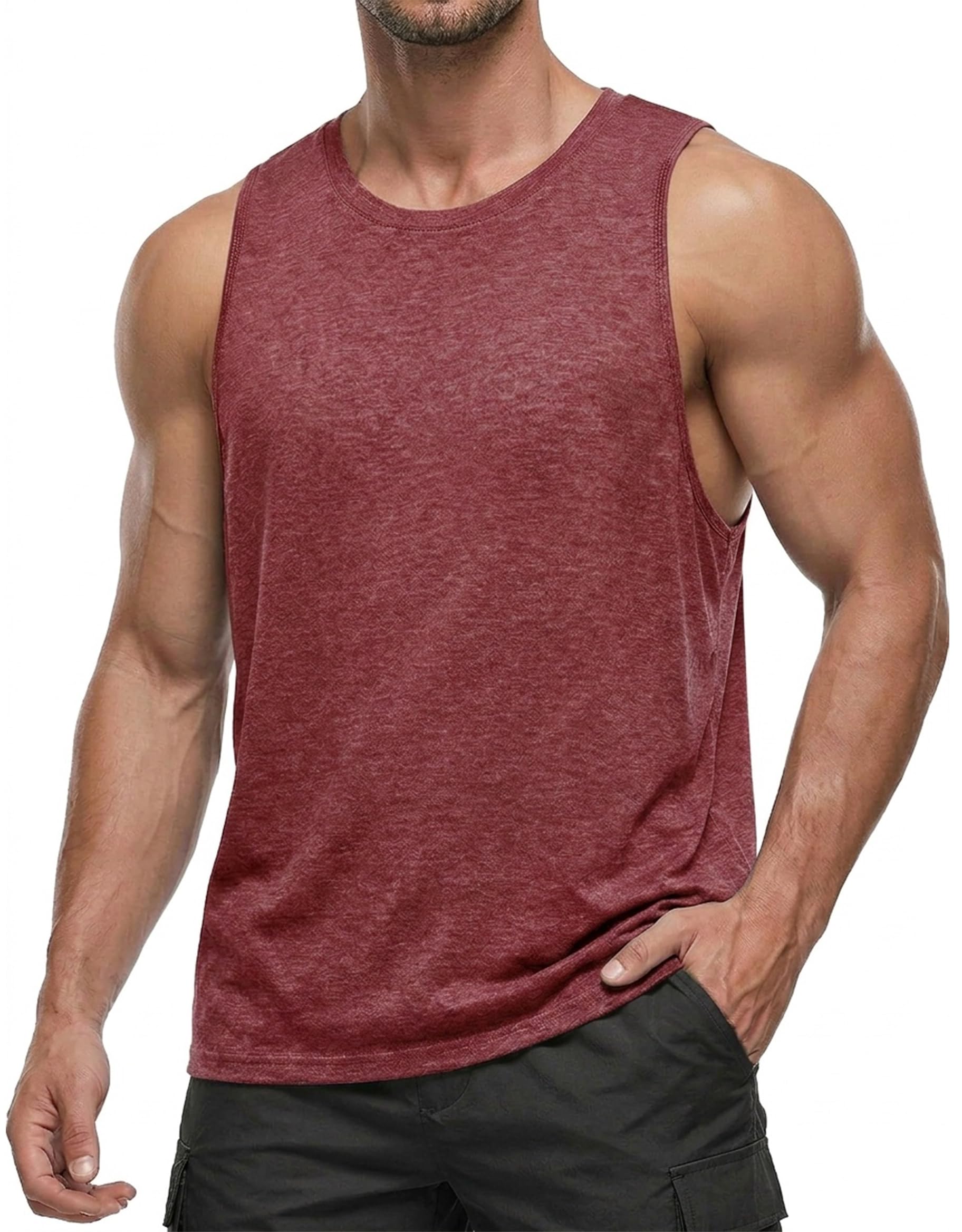 PINSPARK Men's Tank Tops Quick Dry Summer Workout Muscle Shirt Athletic Casual Sleeveless Shirts for Bodybuilding Beach Gym — view 7