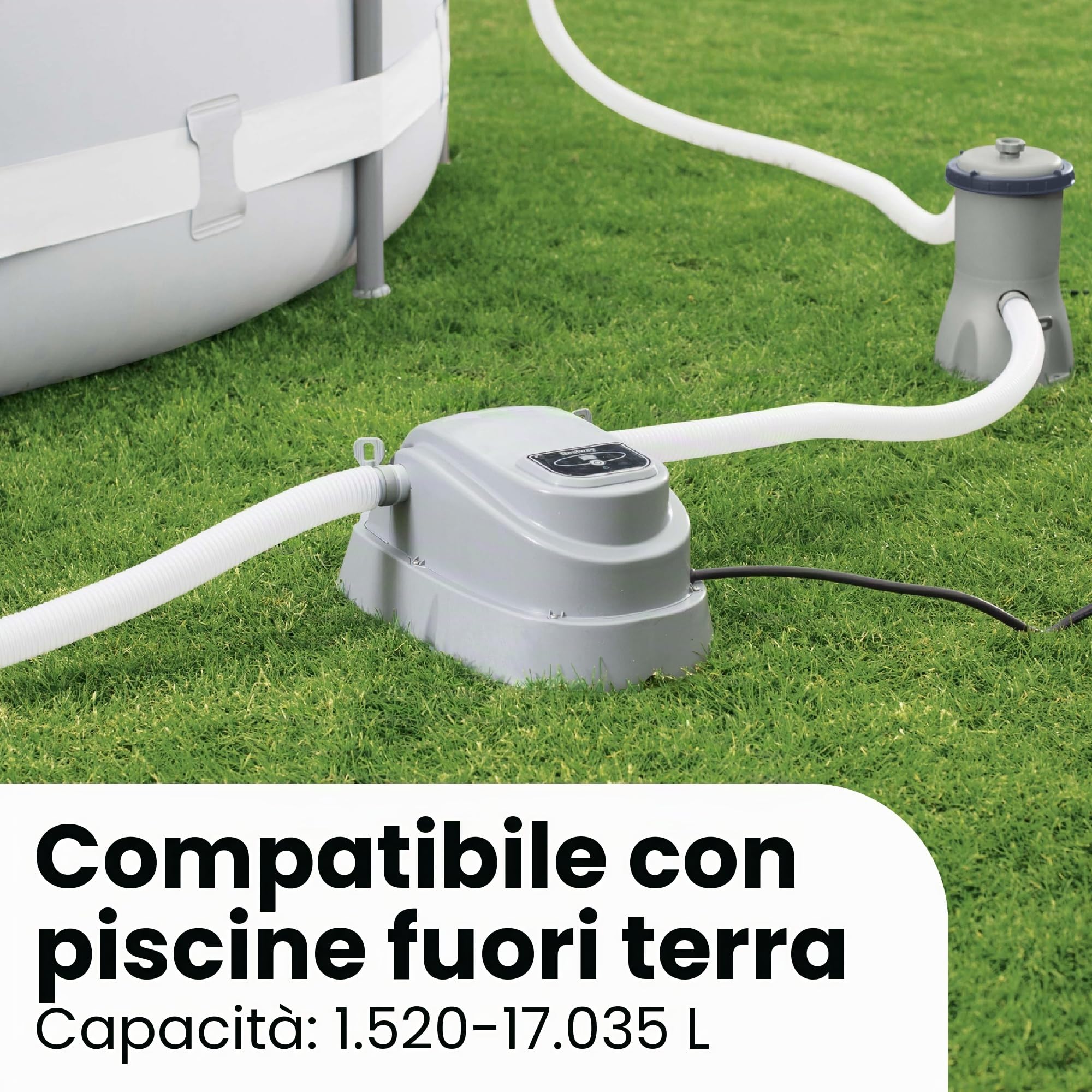 Bestway Riscaldatore per Piscine Fuori Terra, Adatto per Piscine da 4,6 m, Grigio