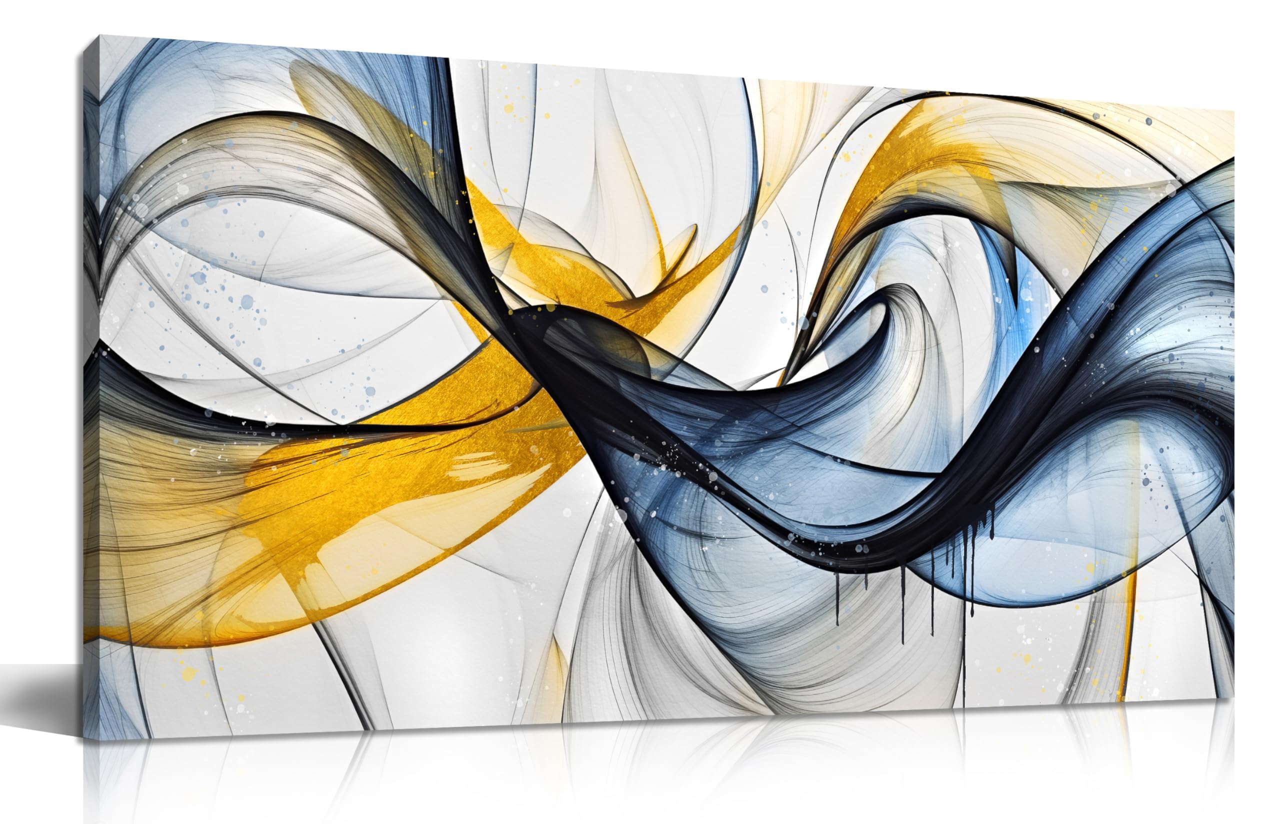 lianyibo Abstract Neutral Canvas Wall Art - Maximalist Modern Line Drawing Blue Poster Prints for Living Room Bedroom Decor(50x100cm/Frameless)