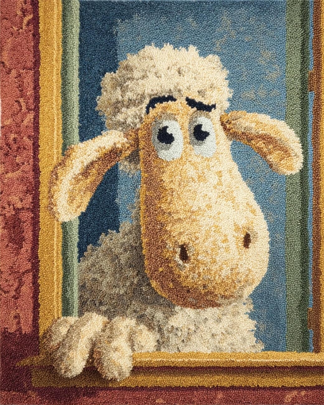 Henypt DIY Latch Hook Rug Kit Cartoon Sheep 90x120cm