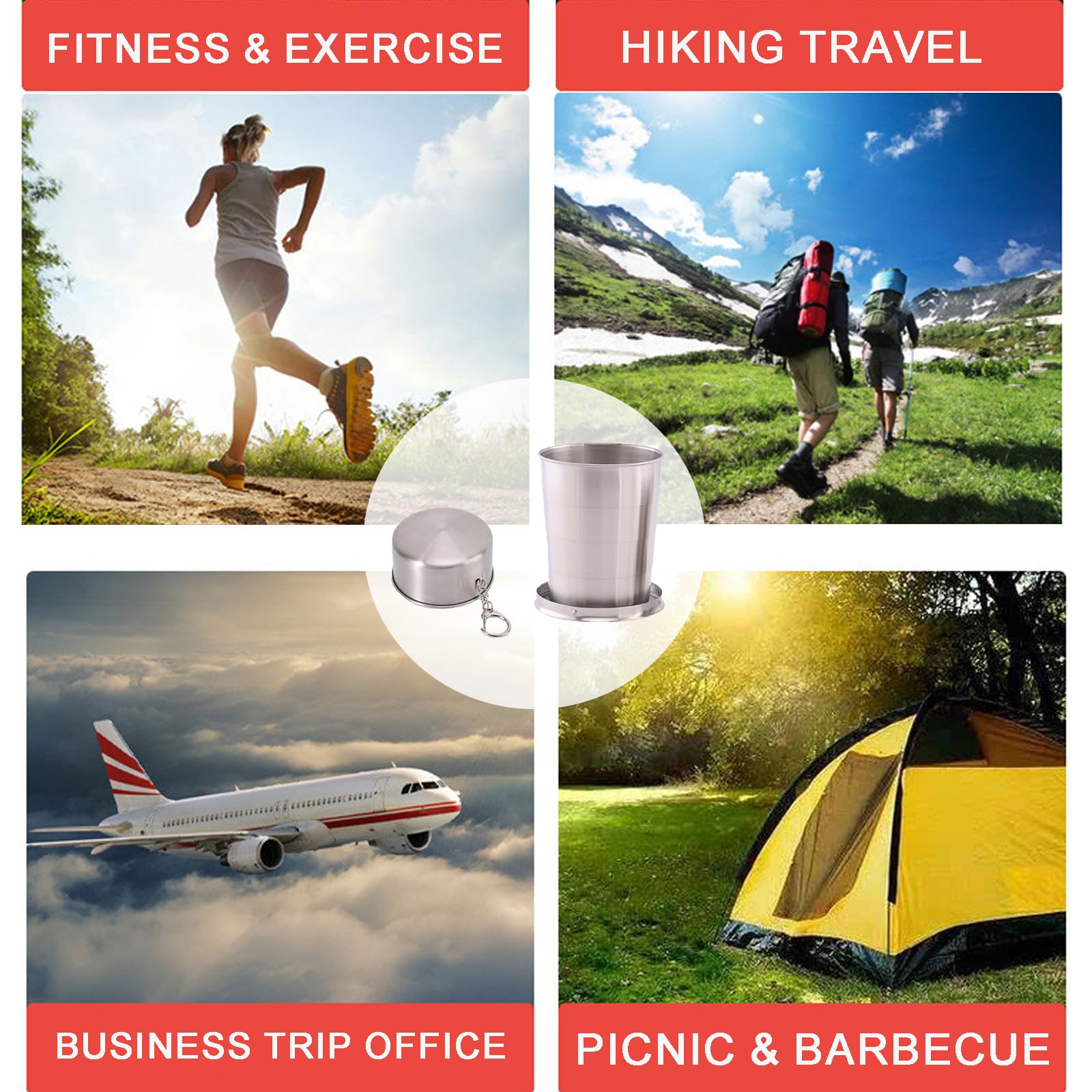 2 Pezzi Bicchiere da Viaggio Bicchiere Portatile Bicchiere Pieghevole Bicchieri Pieghevoli per Gli Sport All'Aria Aperta Il Campeggio l'Escursionismo l'Arrampicata la Pesca i Pic-Nic e i Viaggi