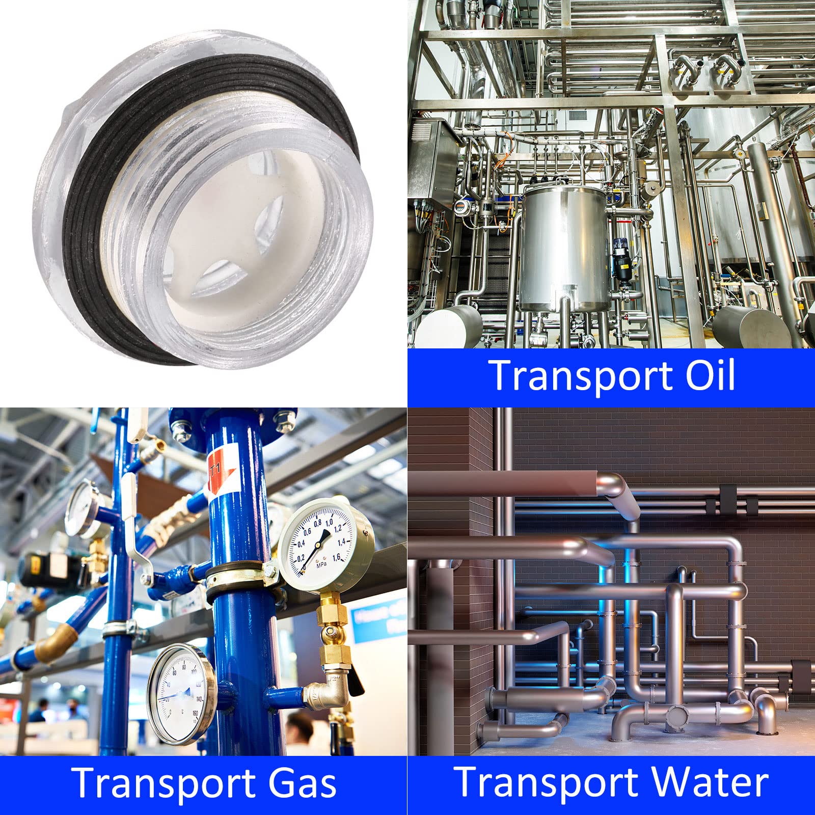 M METERXITY Plastica Olio Livello Vista Vetro con cerchio Tenuta - Aria Compressore Raccordi Controllo Pompa Olio Livello Applicazione Serbatoio (27mm Dia Chiaro Nero Bianco)