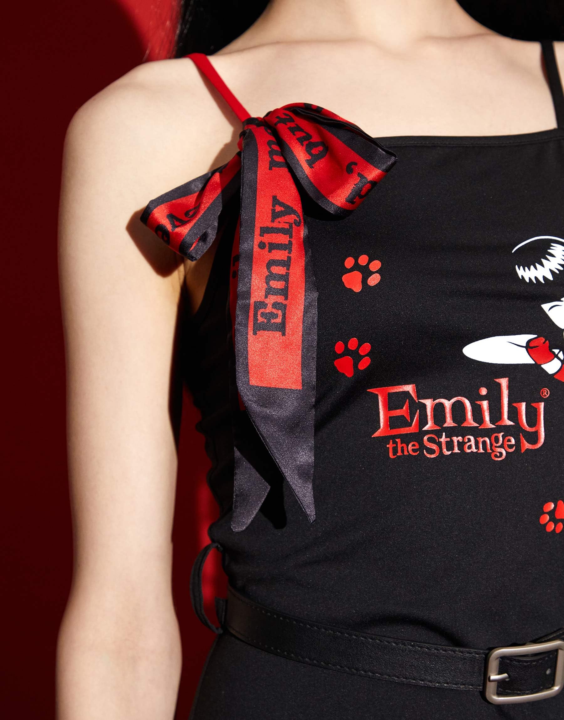 Emily the Strange Women's Bodycon Dress,Black Casual Cocktail Dress,Suspender Dress, Belt + Leg Socks