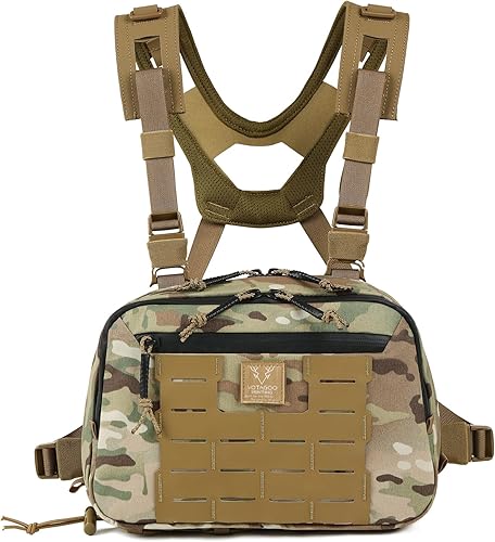 Bolso táctico del aparejo del pecho, aparejo del pecho de Hypalon Molle de la utilidad 3L con el bolso del pecho del bolsillo 500D Cordura del mapa,