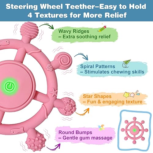 Miniatura 4 de YOFUN 3-Speed Vibrating Baby Teether – Soothing Silicone Teething Toy for Infants 3M+, Food-Grade, USB Rechargeable – Soft & Safe Gum Relief for
