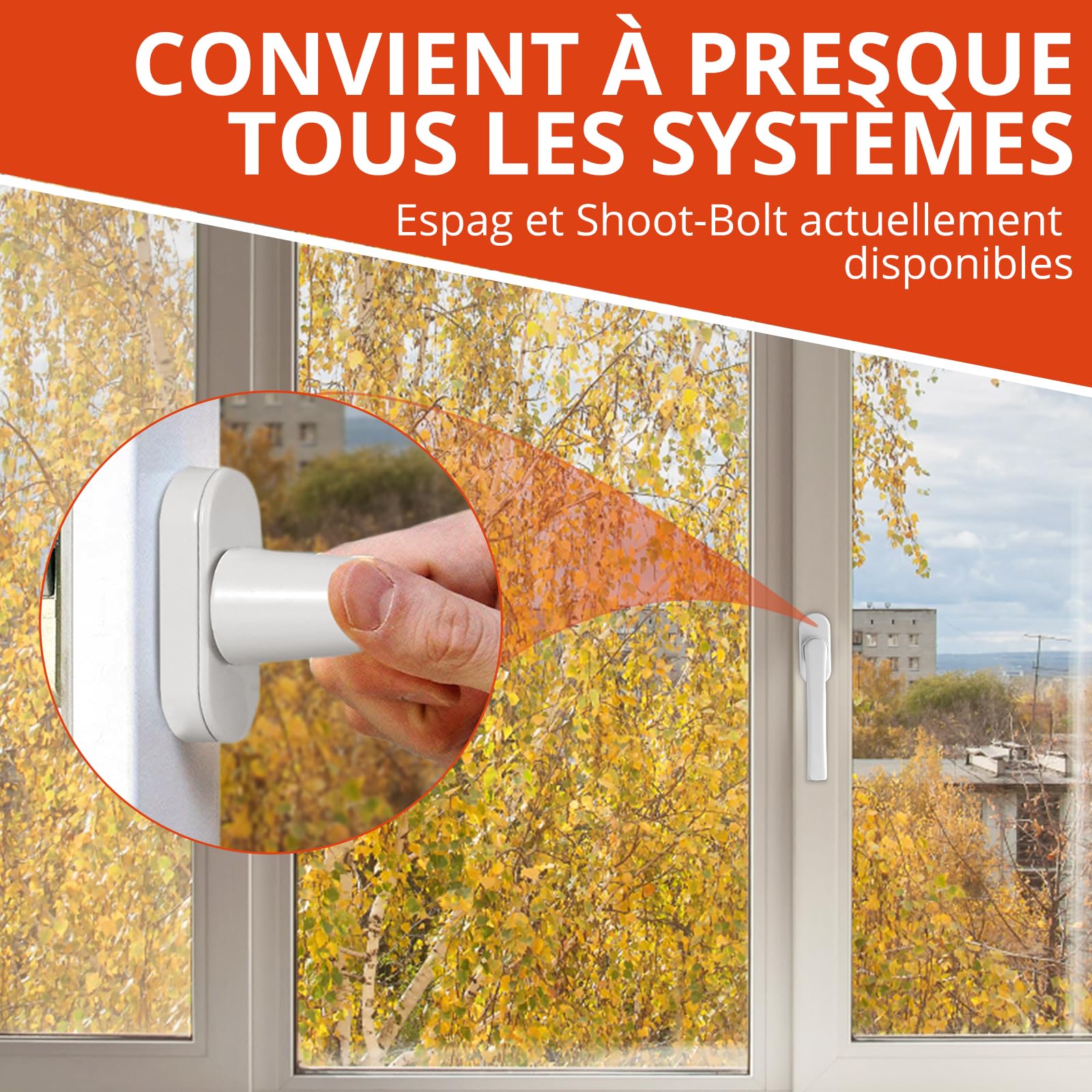 GETLITOOL Poignée de Fenêtre Blanche Aluminium sans Clé Sécurité Enfant Longueur de Tige 35mm