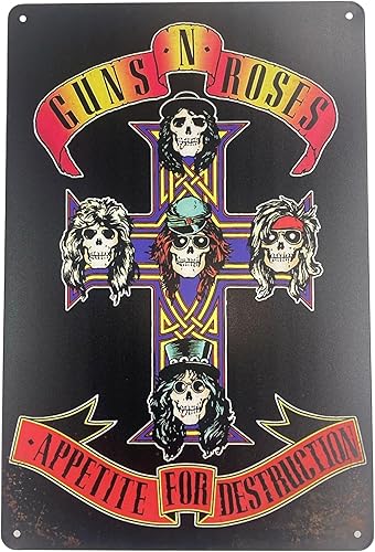 Placa de barra de hojalata | Póster de metal para decoración de pared | Banda de rock de los años 80 y 90 de 8 x 12 pulgadas | Letrero decorativo