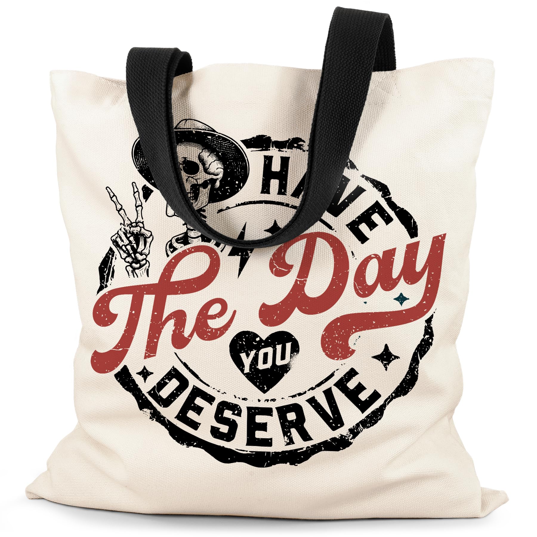 LOCKASEN Canvas Tote Bag Aesthetic for Women, Cute Tote Bag with Zipper Pocket, Heavy Duty Reusable Shopping Bags for Grocery