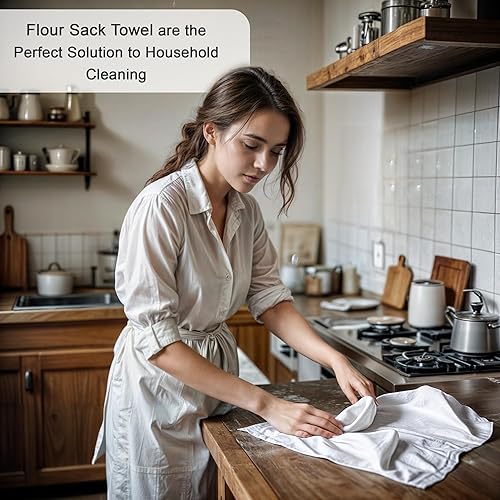 Miniatura 3 de ZOYER Toallas de saco de harina (28 x 28 pulgadas, paquete de 12)  Toallas de cocina 100% algodón  Paños de cocina multiusos  Toallas de bar ultra