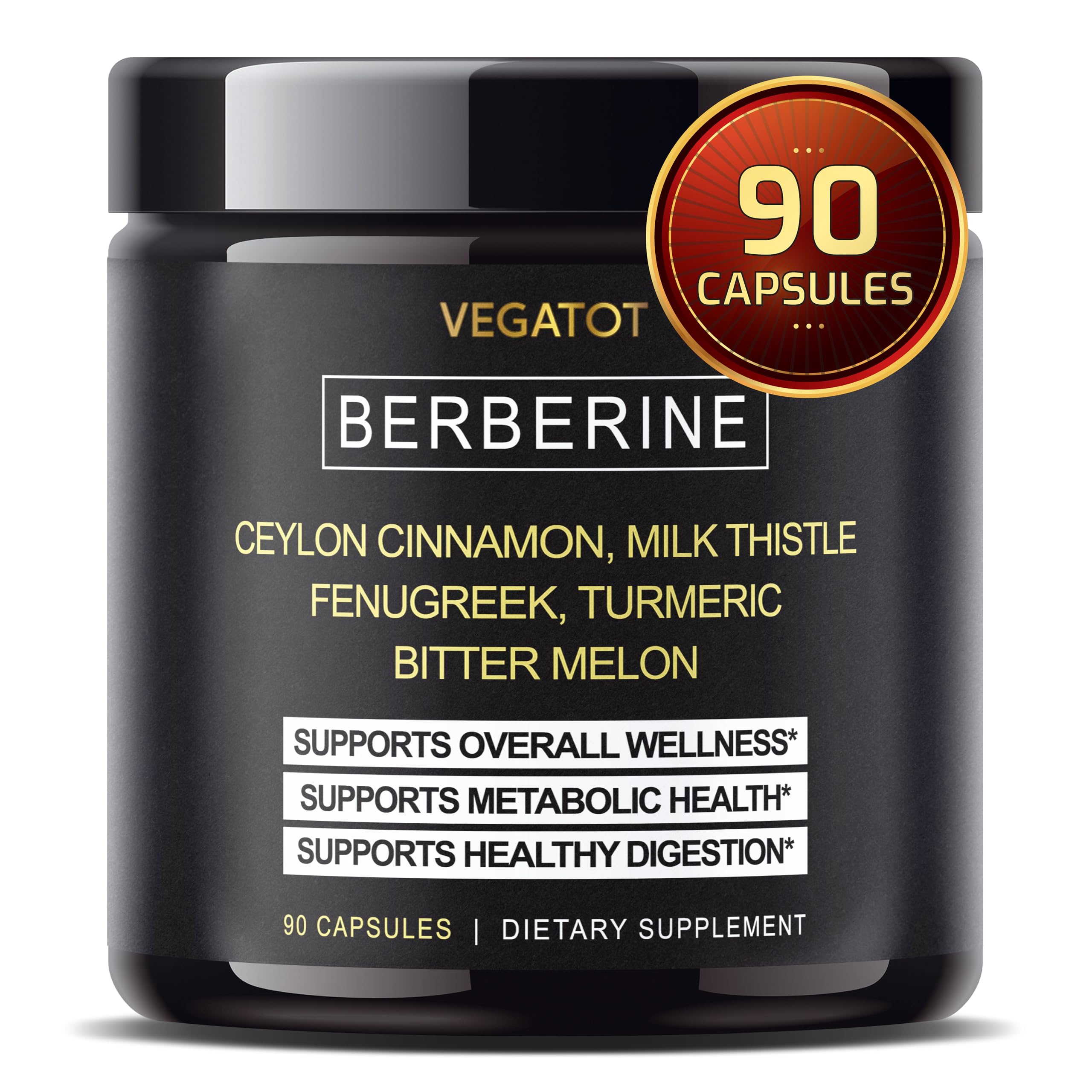 Berberine Supplement with Ceylon Cinnamon, Turmeric, Milk Thistle, Fenugreek *USA Made and Tested* Immune System, Cardiovascular & Gastrointestinal Support*