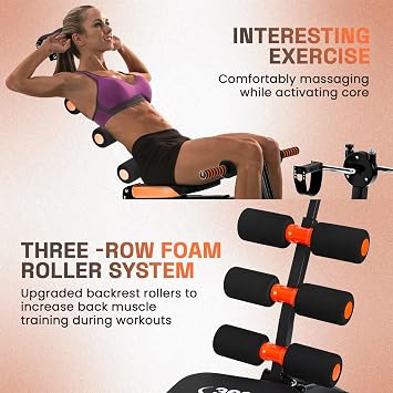 Ab Machine Workout Equipment Waist Trainer, Adjustable Ab Work out Bench with Resistance Bands, Multi-Functional Strength Training Equipment Abs Legs Arm Total Body Exercise Home Gym
