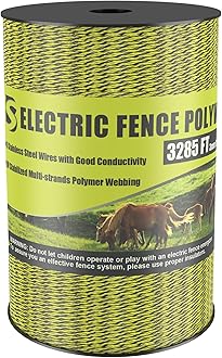 BESTEEL Upgraded Electric Fence Poly Wire 3285 Feet 1000 Meters, 1/8" Diameter Portable Electric Fencing Polywires, 6 Stainless Steel Strands for Reliable Conductivity and Rust Resistance UV Resistant