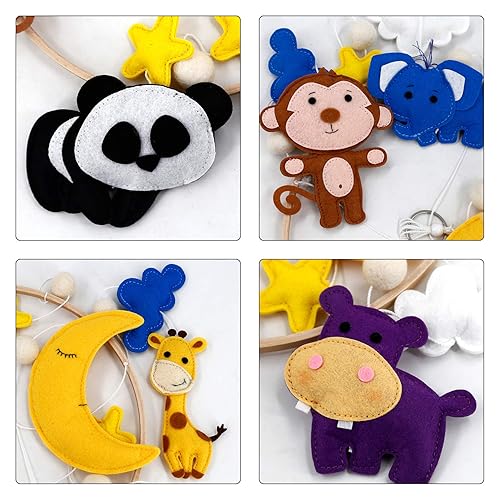 Miniatura 4 de C&K WORKS Baby Crib Mobile Bright and Colorful Animal Friends Jirafa, León, Hipopótamo, Elefante, Panda Personajes. Soporte móvil para cuna todo en