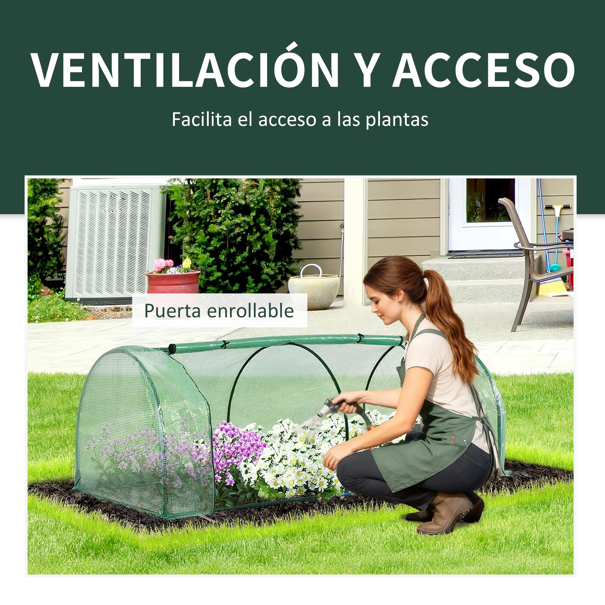 Outsunny Invernadero de Exterior 200x100x80 cm Invernadero de Jardín Tipo Túnel con Marco de Acero y Cubierta de PE 140g/㎡ para Cultivo de Plantas Tomates Verde