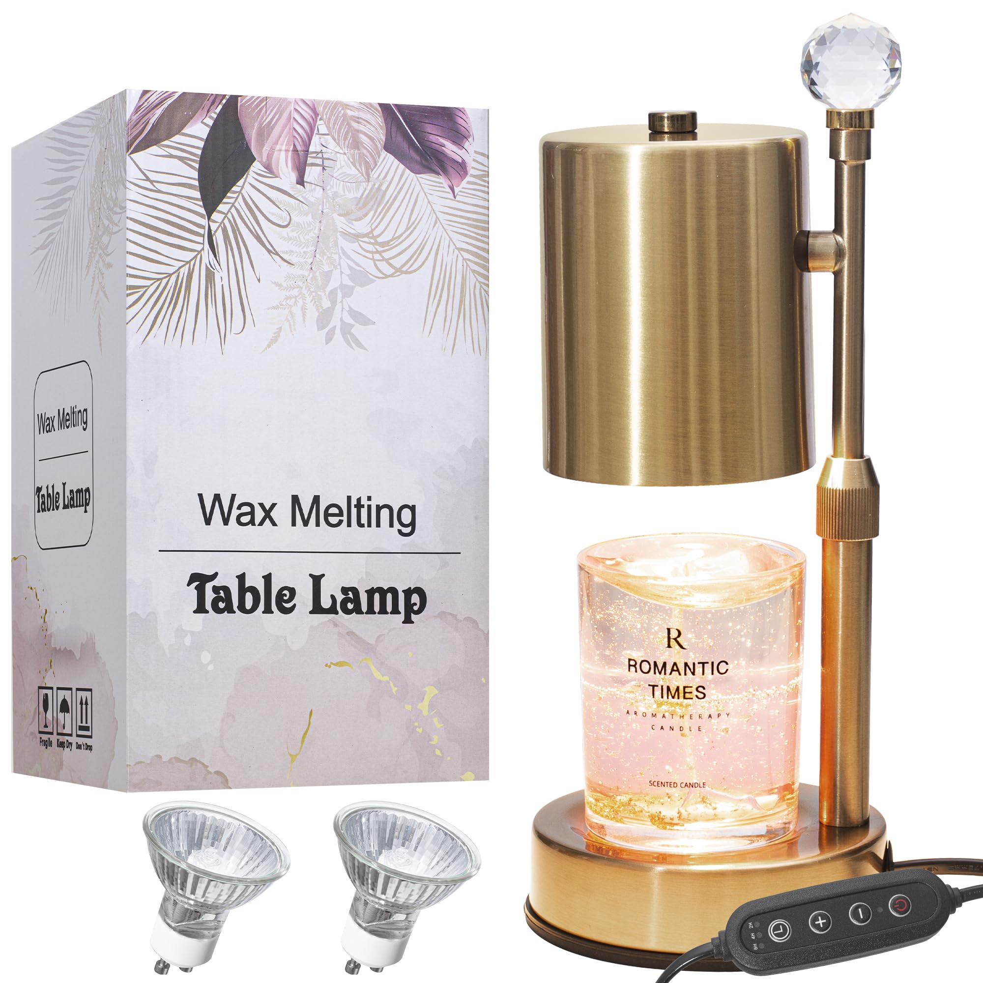 Candle Warmer Lamp with Timer Dimmer, Adjustable Height Candle Warmer, Home Decor, Room Decor, Fengshui Modern Wax Melts Warmer for Scented Jar Candles with 2 Bulbs