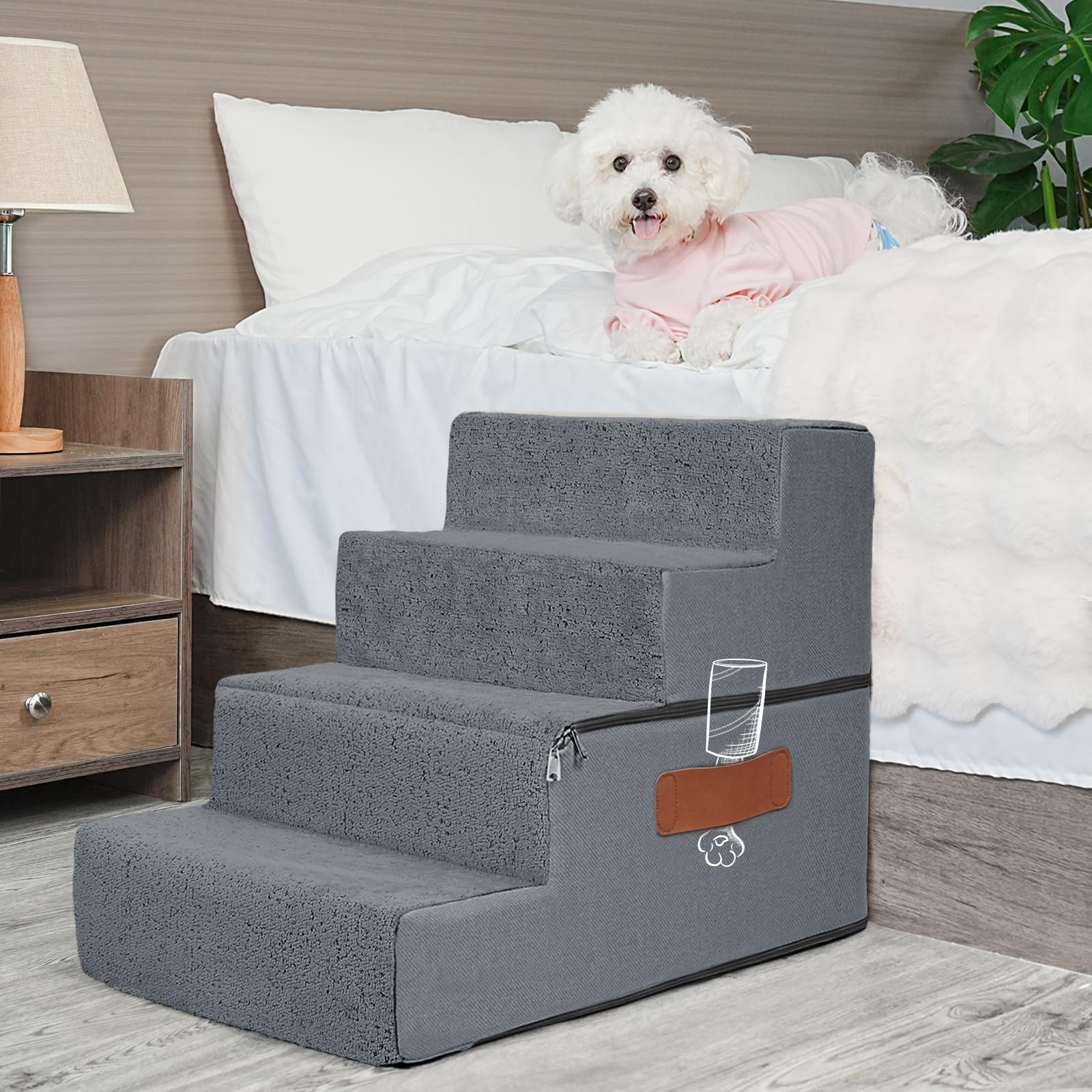 Supet Dog Steps for Bed Sofa Stairs 05-Grey-4