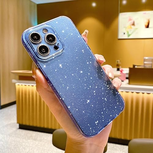 Miniatura 3 de Funda compatible con iPhone 14 Pro Max de 6.7 pulgadas, bonita funda delgada con purpurina, a prueba de golpes, suave, para mujeres y niñas (azul