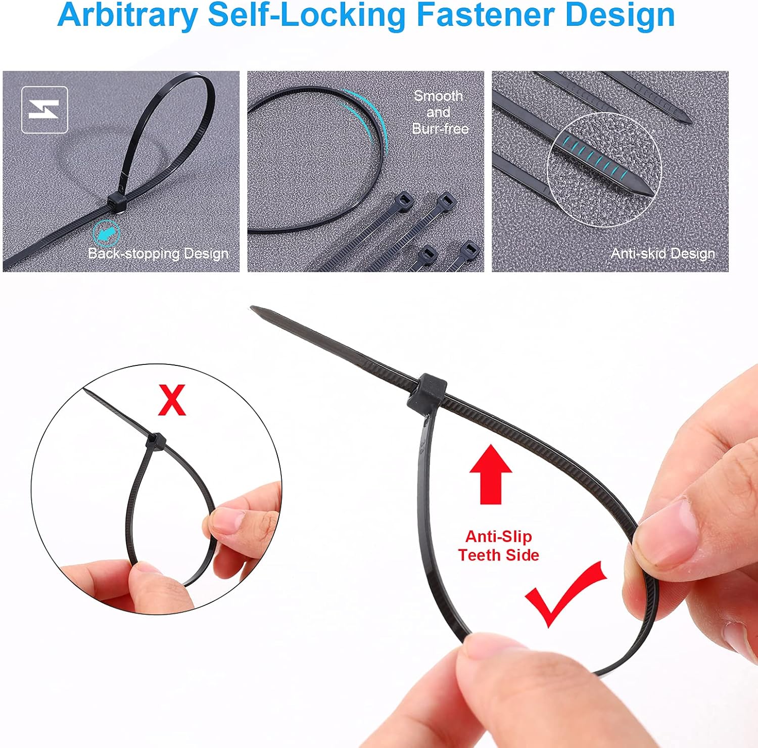 Heavy Duty Zip Ties，2000 QTY/Pack Black Cable Zip Ties, Cable Zip Ties Arme Nylon Self-Locking Black Ties,High-Strength Cable Zip Ties Assorted Sizes for Outdoor&Indoor Use(4"+6"+8"+10"+12") : Everything Else