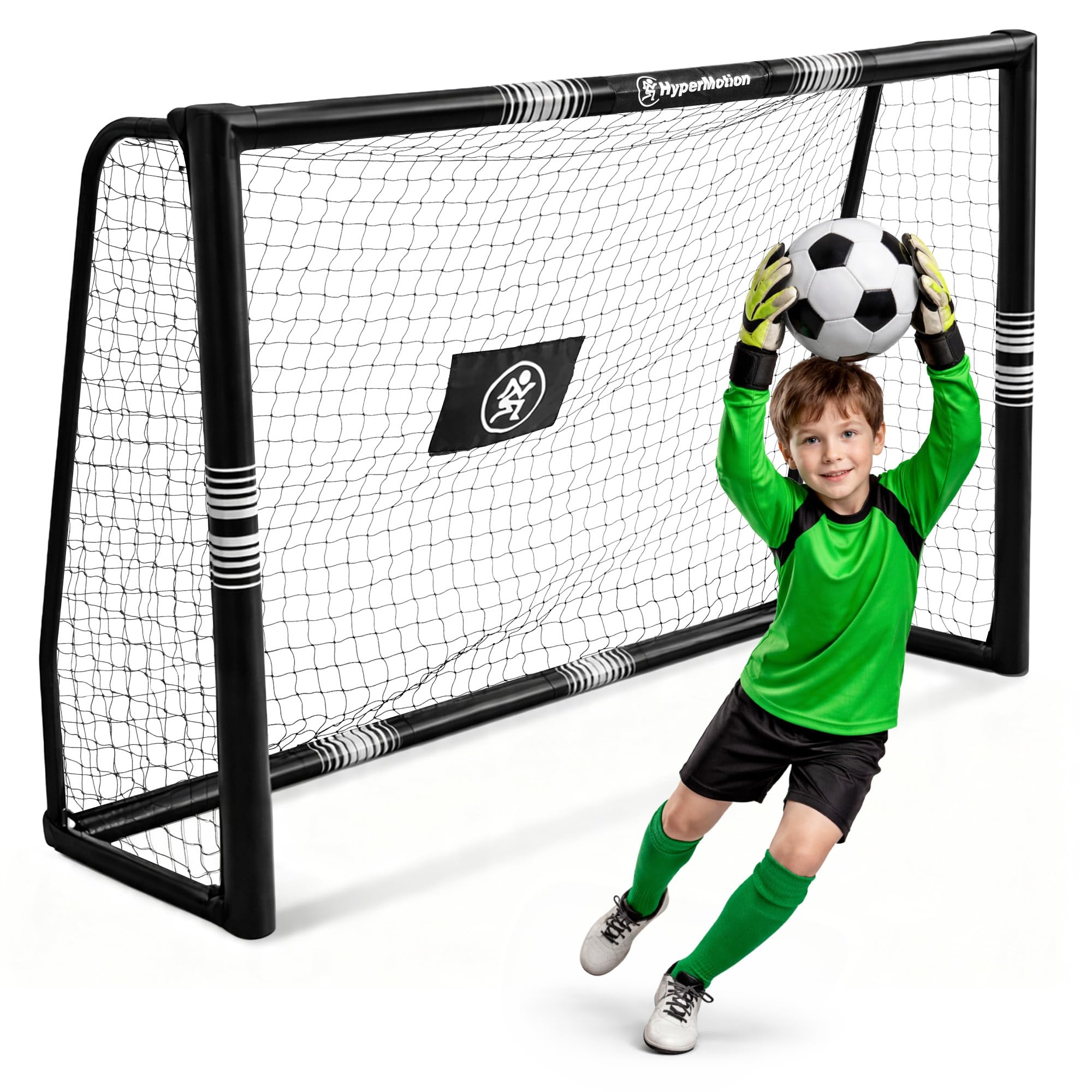 HyperMotion Bramka Piłkarska HYP90 GOAL BLACK S 180x120 cm – Stalowa Bramka do Piłki Nożnej dla Dzieci i Młodzieży, Czarna, Stabilna Konstrukcja do Ogrodu i Treningu