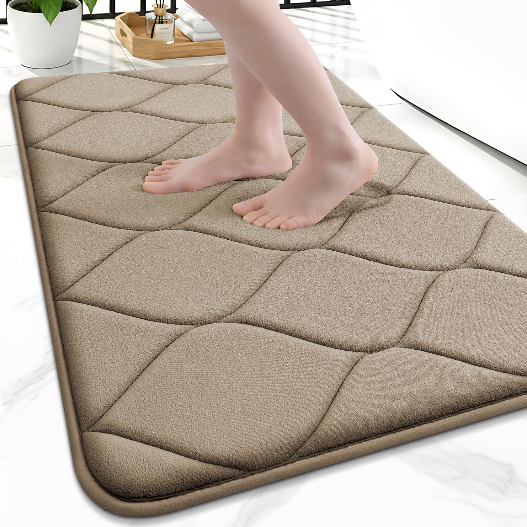 Smiry Memory Foam Bath Mat 24x16, Ultra Soft Absorbent Bathroom Rugs