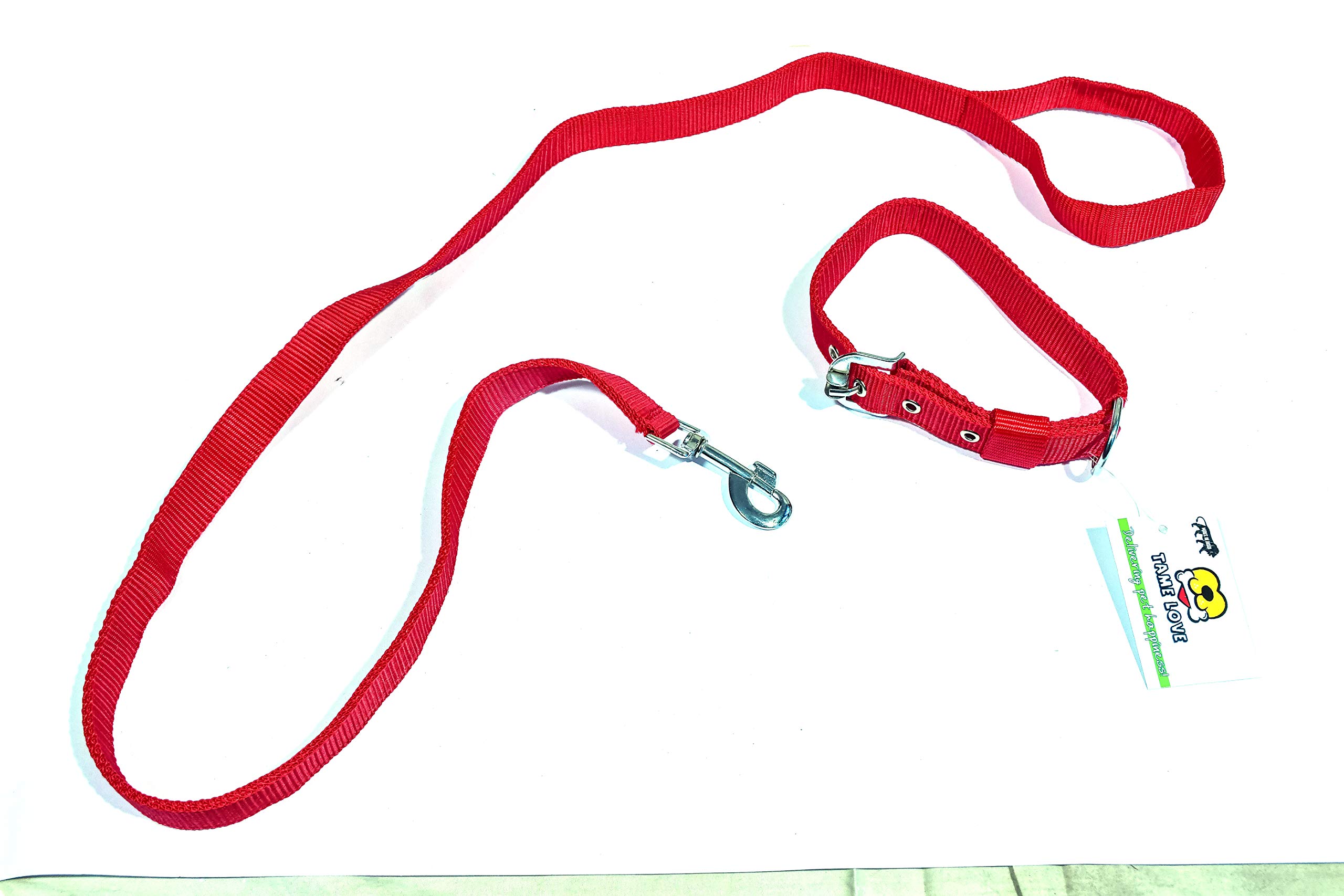 Tame Love™ Combo Plain Choke Free and Pulling Free Padded Easy Control Adjustable Dog Collar Belts and Leash Set for Young Dogs of All Breeds(0.75 Inch)