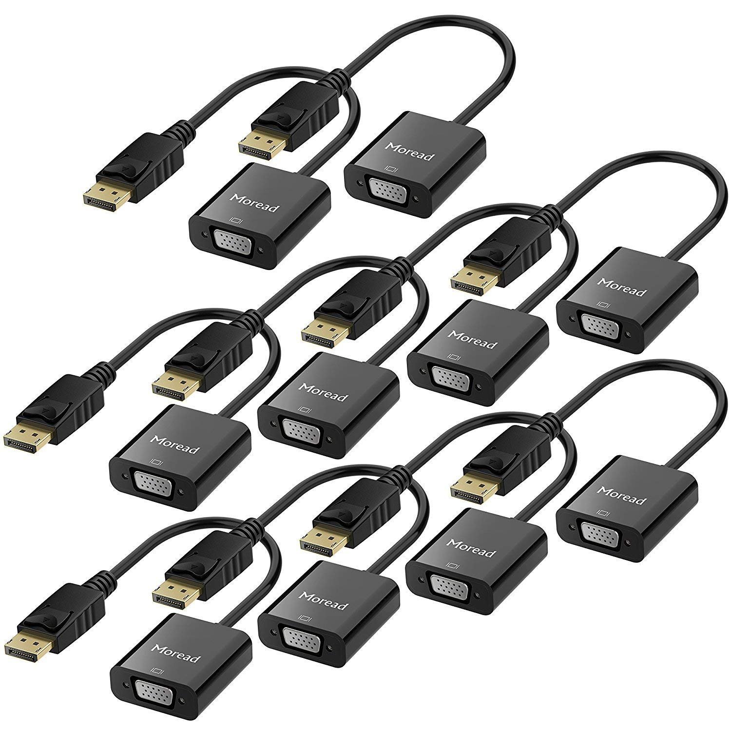 MoreadDisplayPort (DP) to VGA Adapter, 10 Pack, Gold-Plated Display Port to VGA Adapter (Male to Female) Compatible with Computer, Desktop, Laptop, PC, Monitor, Projector, HDTV - Black