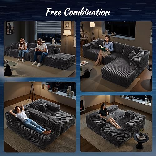 Miniatura 3 de ovios Sofá modular de nube para sala de estar, sofá modular sin hueso con piel de felpa, no requiere montaje, cómodo juego de sofás con espuma