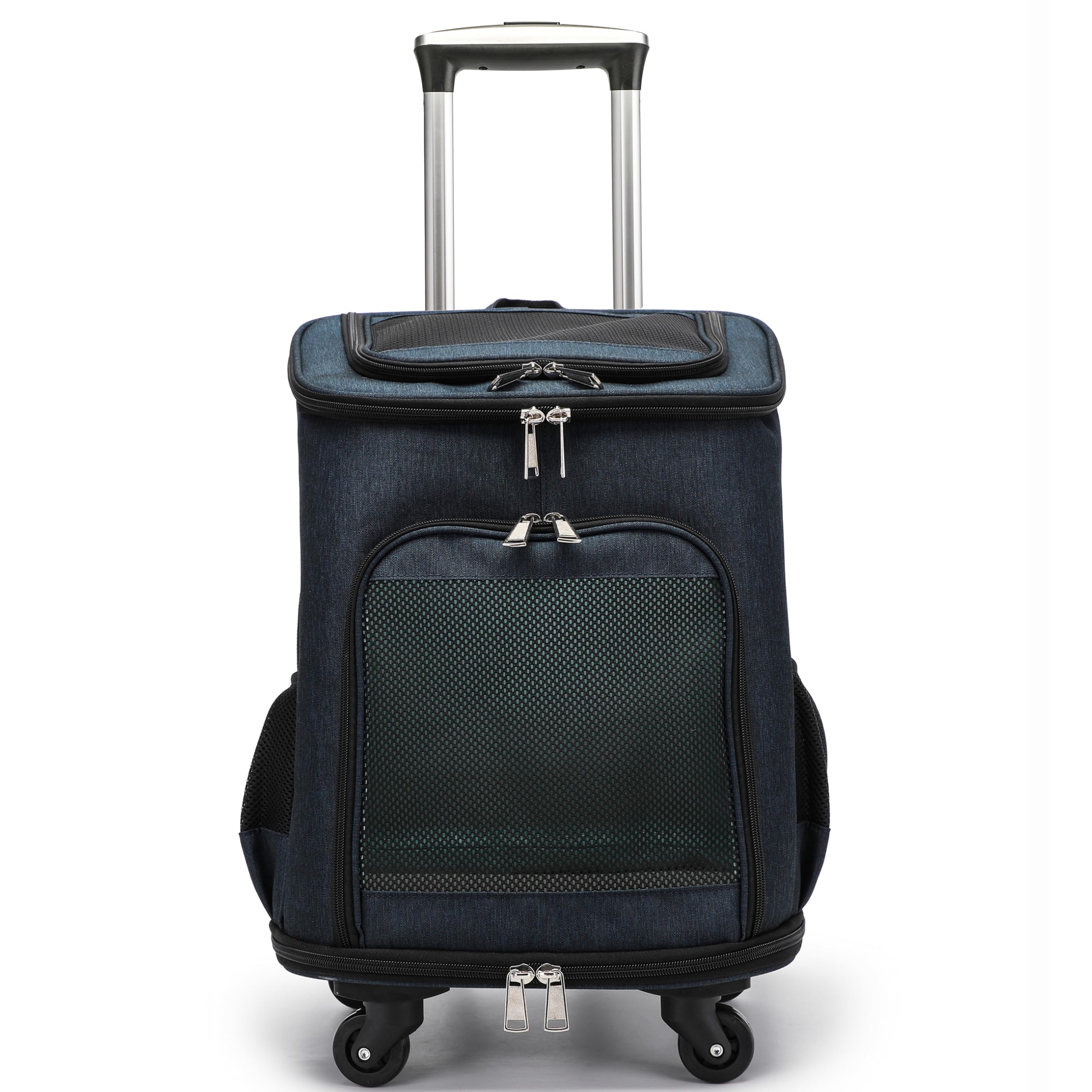 Zaino Trolley per Animali Domestici Pieghevole, Trasportino Gatto Cane con Ruote, Borsa Trasporto Gatti, Borsa Multifunzione Traspirante per Cani Piccoli fino a 8kg