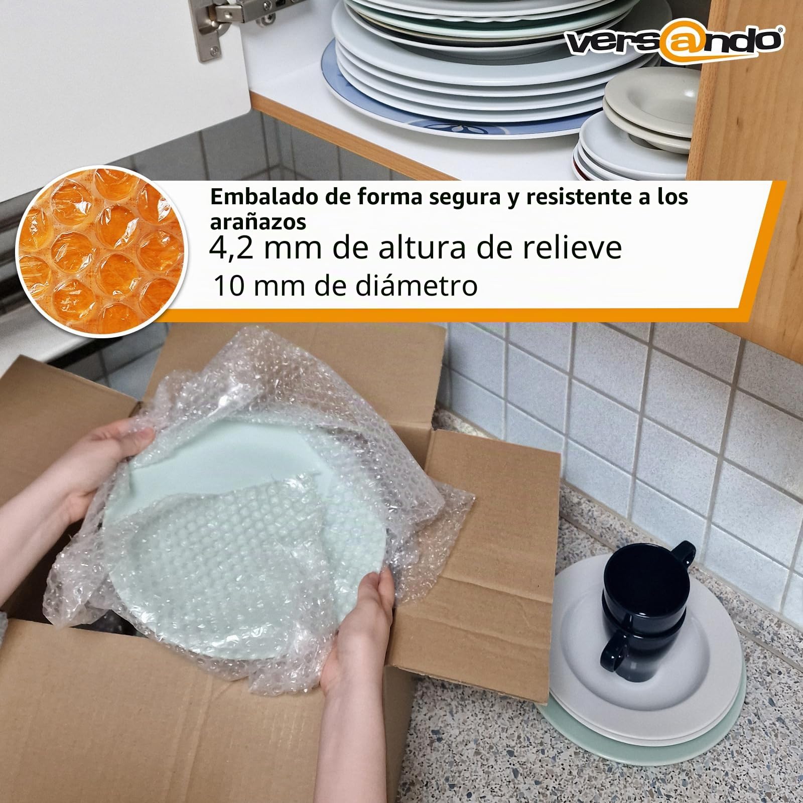 versando - Película de burbujas (100 m x 1 m, Plástico de burbujas, para envío, embalaje, mudanza)