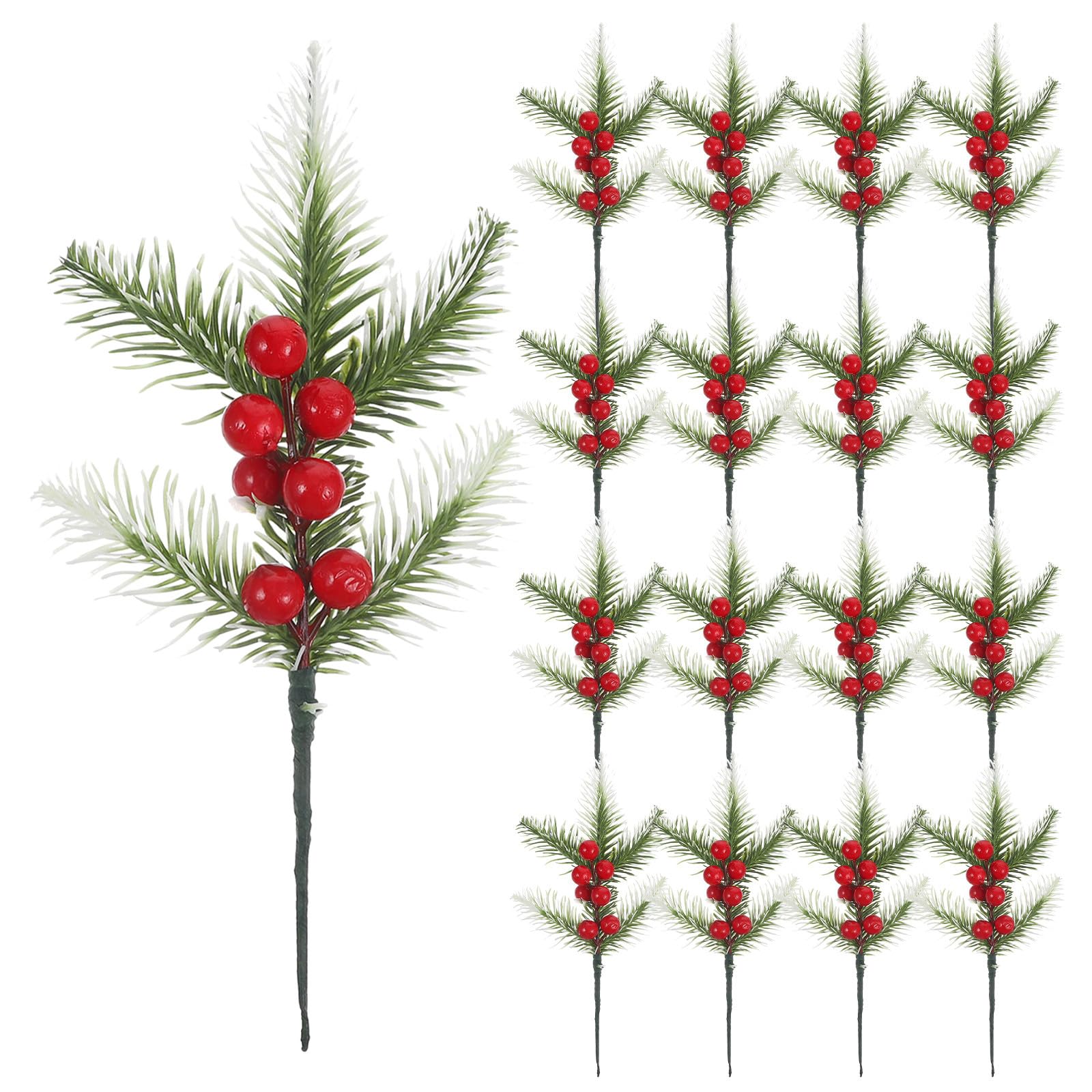 Alipis 20piezas Decoraciones Navideñas Ramas de Pino Artificiales Bayas Falsas Agujas de Pino Nevadas Vegetación para Guirnaldas Arreglos de Plantas y Centros de Mesa de Invierno