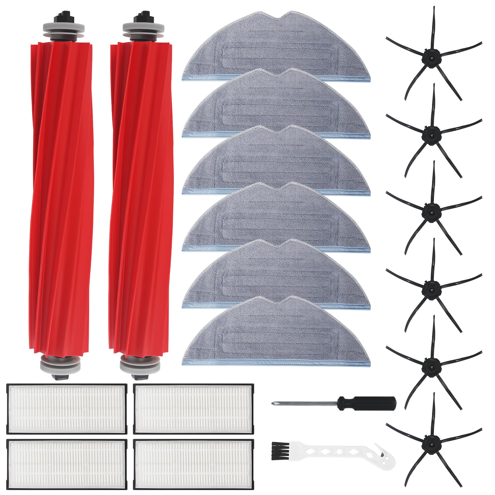 Kit Accessori Per Xiaomi Roborock S7 / T7 Series – 2 Spazzole Principali, 4 Laterali, 4 Filtri HEPA, 4 Panni, Spazzola Pulizia - 3