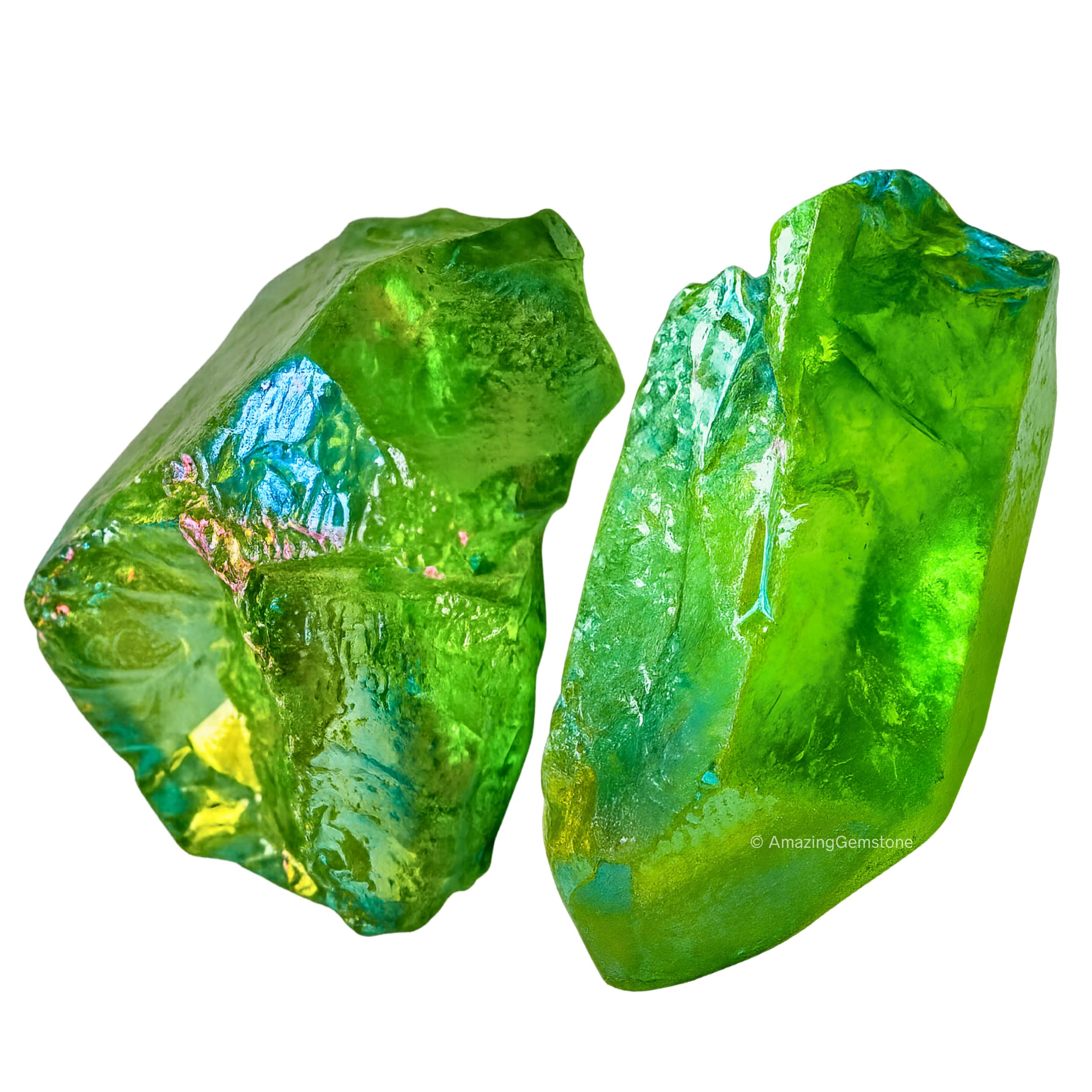 Apple Aura Quartz Crystals and Healing Stones, 2 Piece Raw | Certified Healing Crystal Rough Rocks For Tumbling and DIY Projects Gifts - Positive Energy, Chakra Healing, Meditation