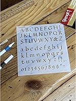 Vista 2 de Stencil1 Calligraphy Letter Stencils 1/2" - Letters & Numbers - Mylar Uppercase and Lowercase Alphabet for Hand Painting, Drawing & Cutting