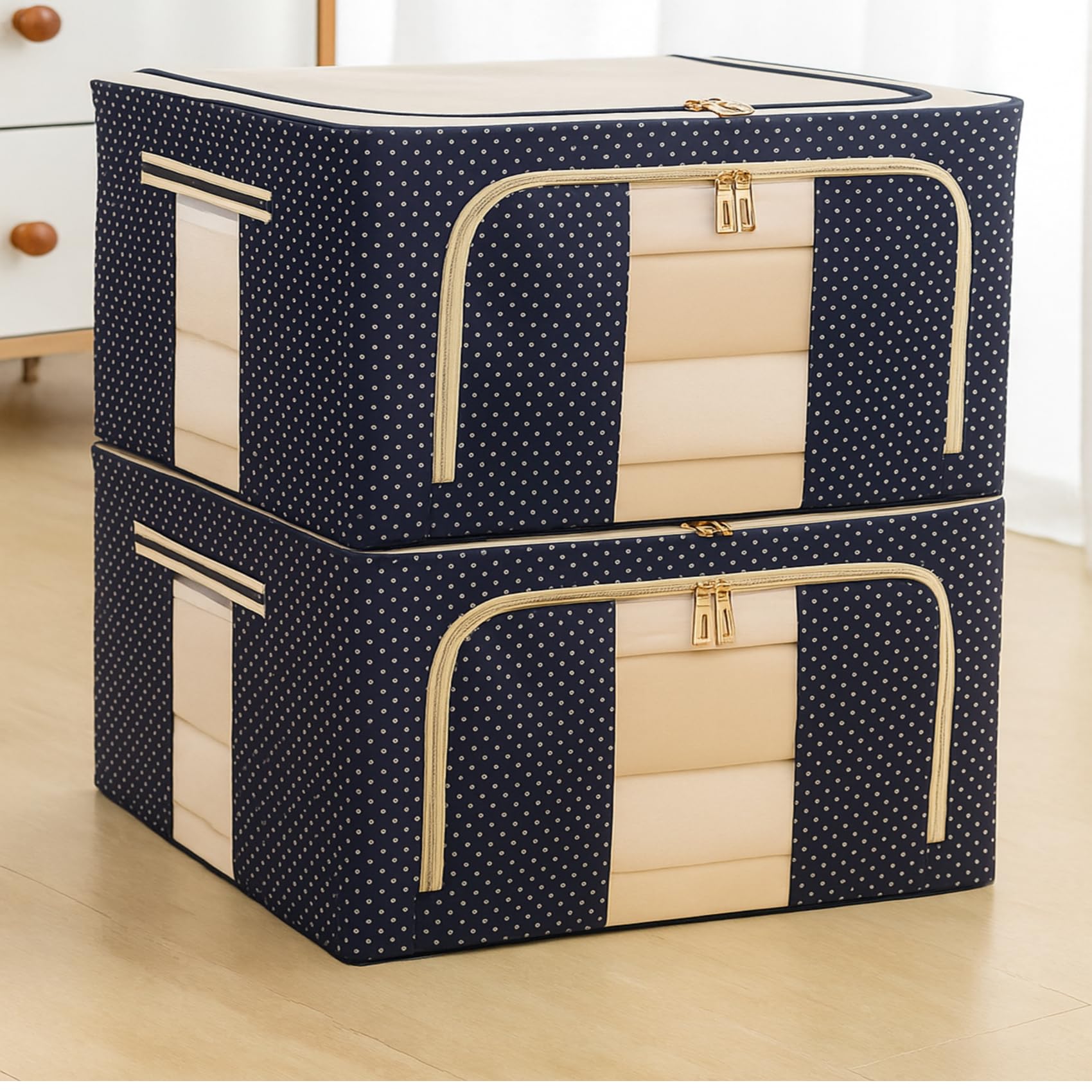 PulGos 66L, Set-1 Extra Large Nylon Moisture Proof Bags with Strong Zippers& Carrying Handles for/Blankets/Clothes Multi-Purpose Oversized Storage Bag Organizer
