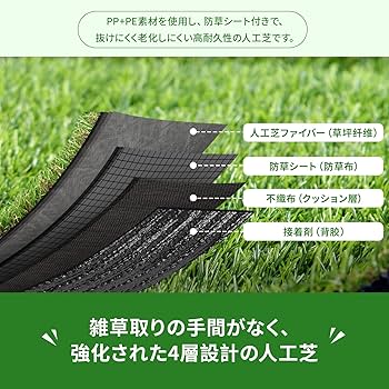 Amazon | 人工芝 ロール 防草シート 2m×10m 芝丈35mm 高密度40万本
