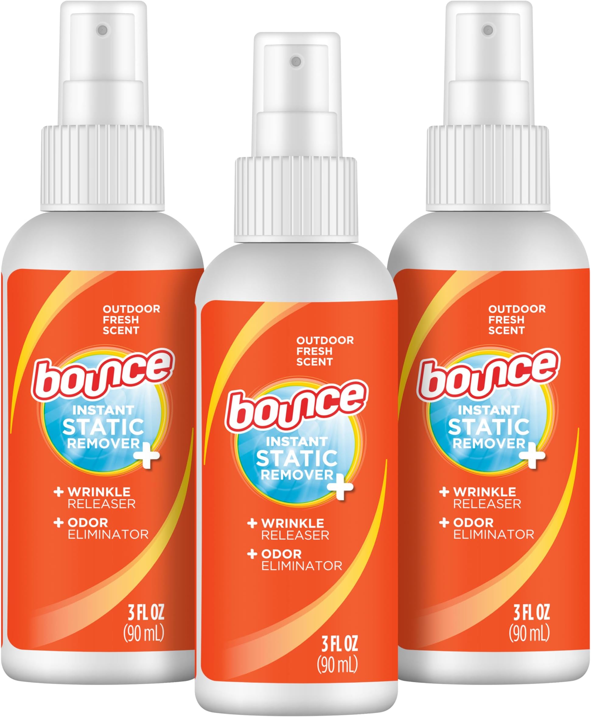 Anti Static Spray, 3 in 1 Instant Anti Static Spray & Instant Wrinkle Release, Odor Eliminator & Fabric Refresher, Travel Size (3 Oz,Pack of 3)