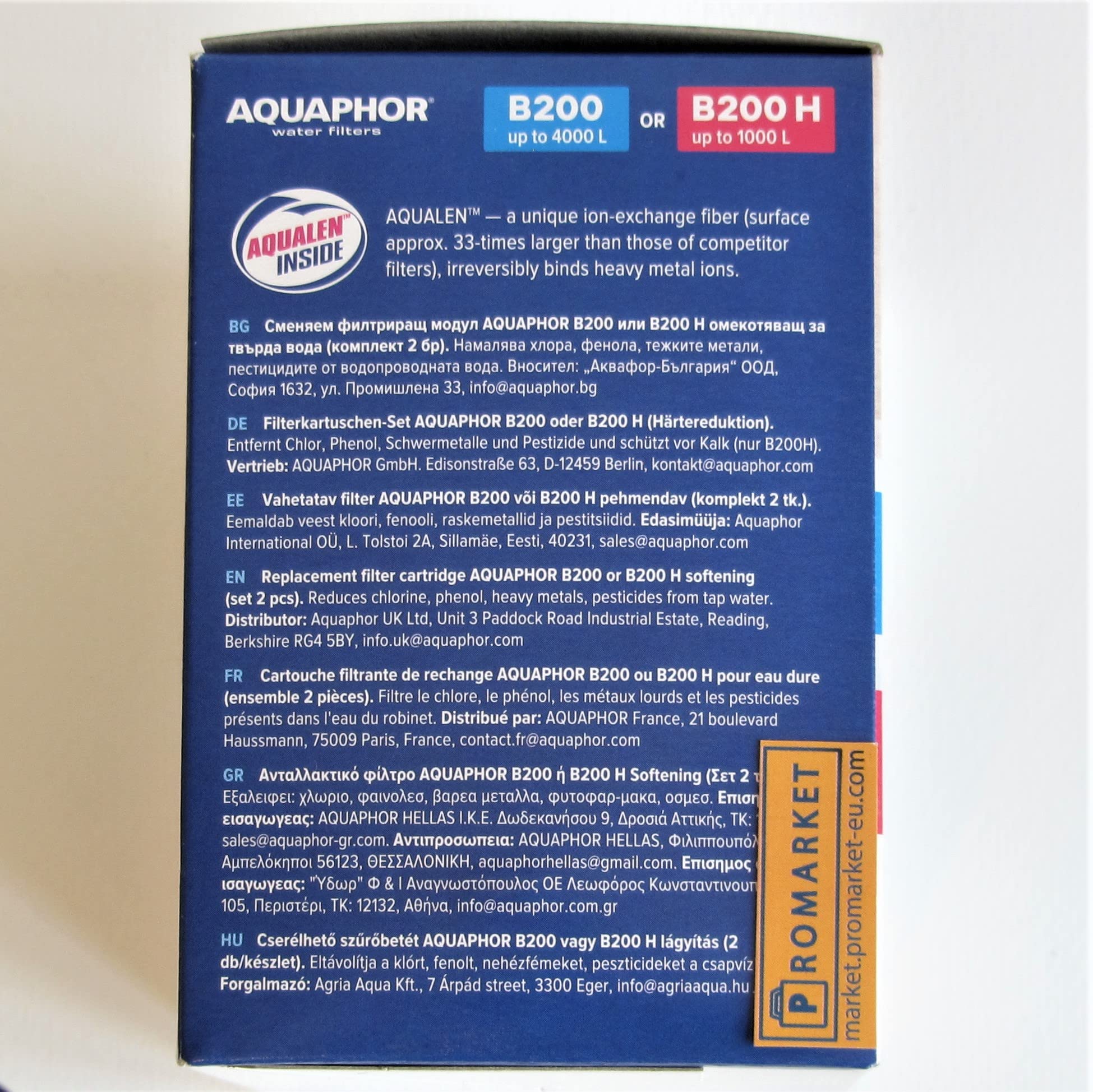 Aquaphor B200 Juego de dos cartuchos de repuesto originales para filtro de agua grifo "Aquaphor Modern" para agua dulce normal