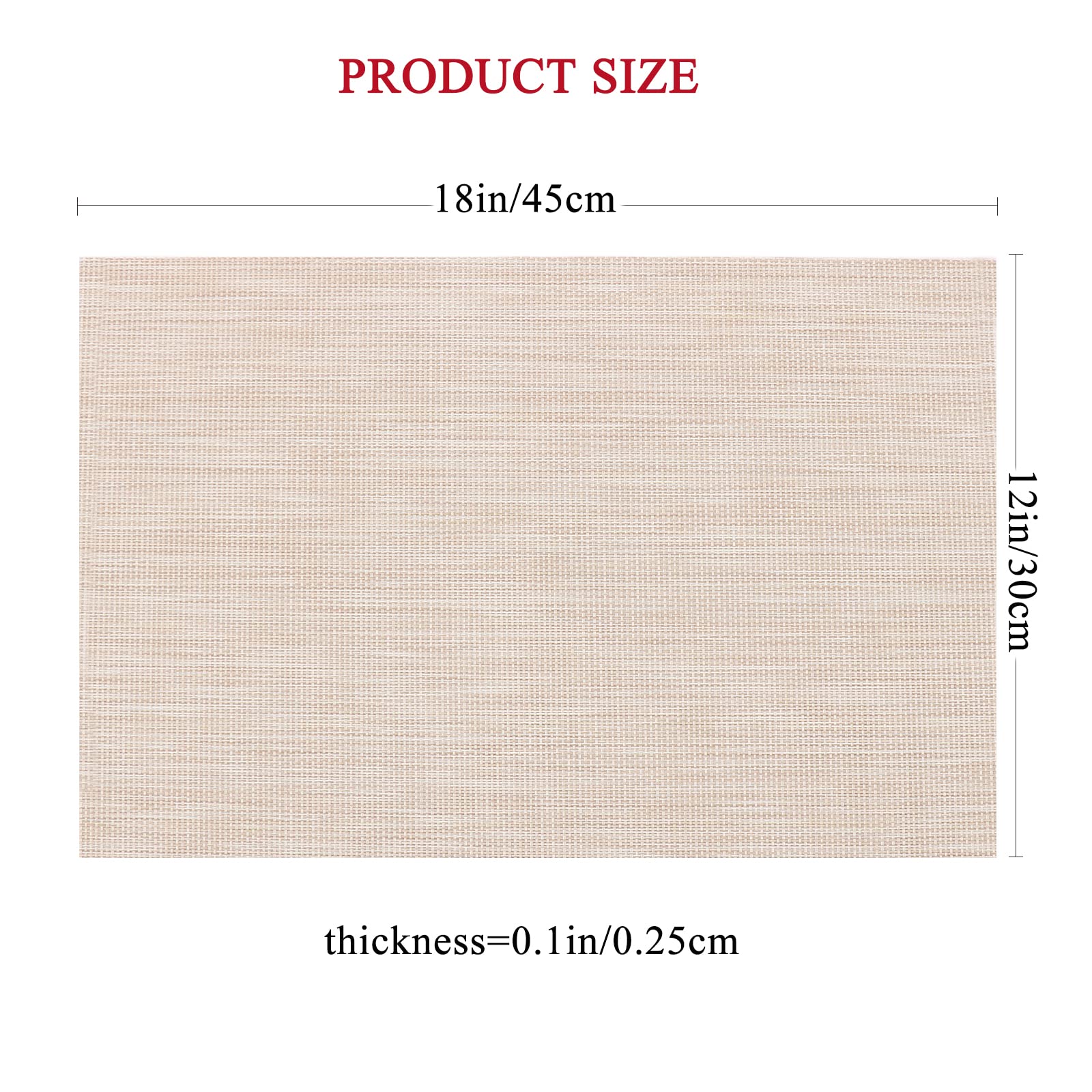 Tischsets Aus Gewebtem Vinyl – 4er Set, 45x30 Cm, Beige – Hitzebeständig Bis 100°C, Rutschfest & Waschbar