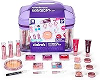 Claire's Ultimate 18-Piece Makeup Kit for Kids 8-12: Real Cosmetics Set with Eyeshadow, Lipstick, Blush, Gloss & Portable Case