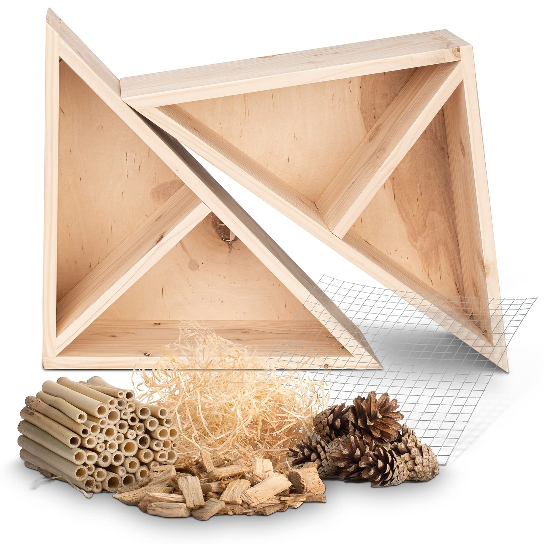 GARDIGO® Set di Costruzione Hotel Insetti Fai da Te | Casetta da Costruire | Made in Germany | Legno di Abete Rosso | Base e Materiali di Riempimento | Costruzione Bug Hotel