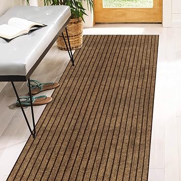 2 x 6 Runner Rugs with Rubber Backing, Indoor Outdoor Utility Carpet Runner Rugs, Stripe Brown, Can Be Used as Aisle for The RV and Boat, Laundry Room and Balcony