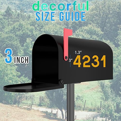Miniatura 5 de Números de buzón  3 pulgadas, dorado, 4 juegos de números reflectantes para buzón para exterior, calcomanías adhesivas impermeables para números,