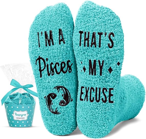 HAPPYPOP Zodiac Astrology Constellation Gifts - Fuzzy Space Galaxy Socks Birthday Horoscope Gifts