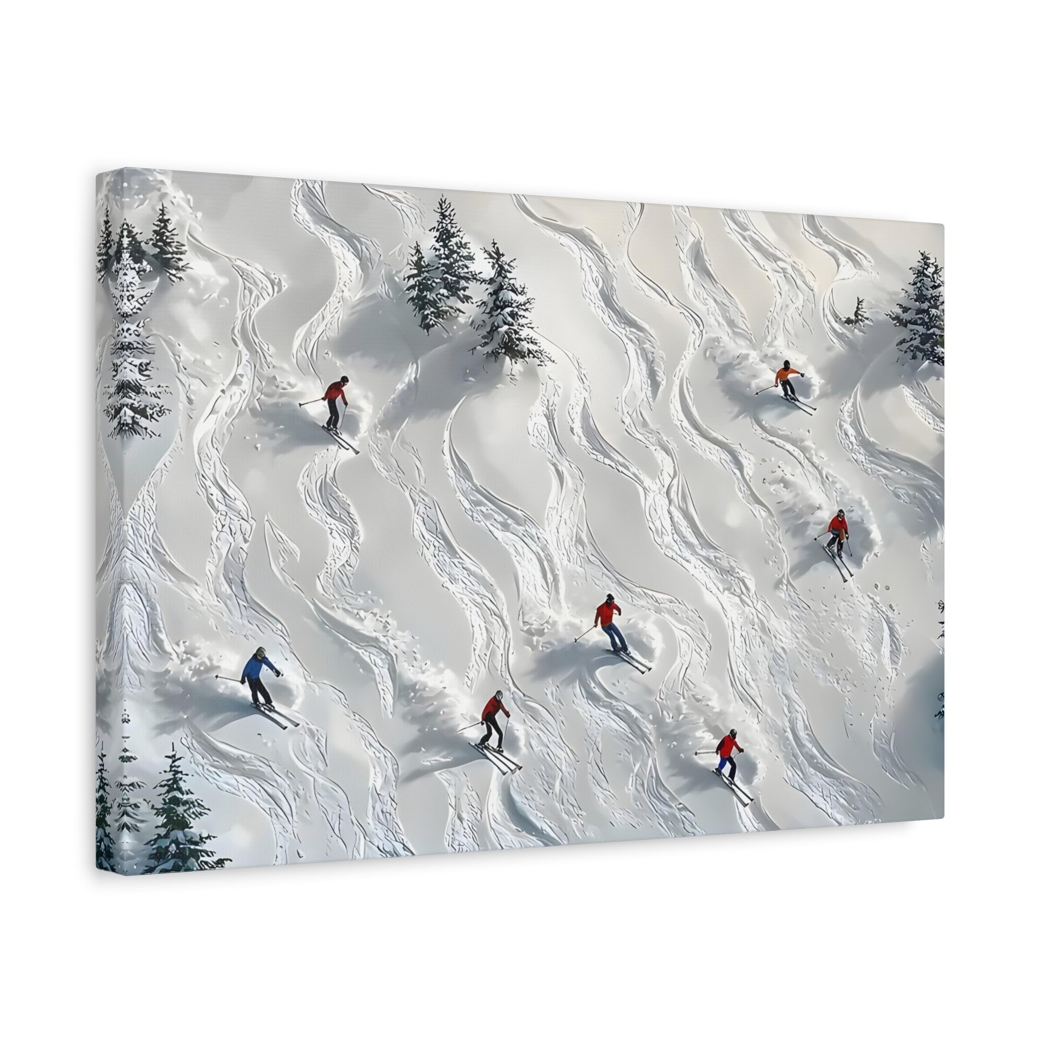 Abstract Skiing Sport Canvas Winter Wall Art, Skiers Sky Home Decor 36x24inch 90x60cm (Horizontal) / 1.25inch 3.175cm
